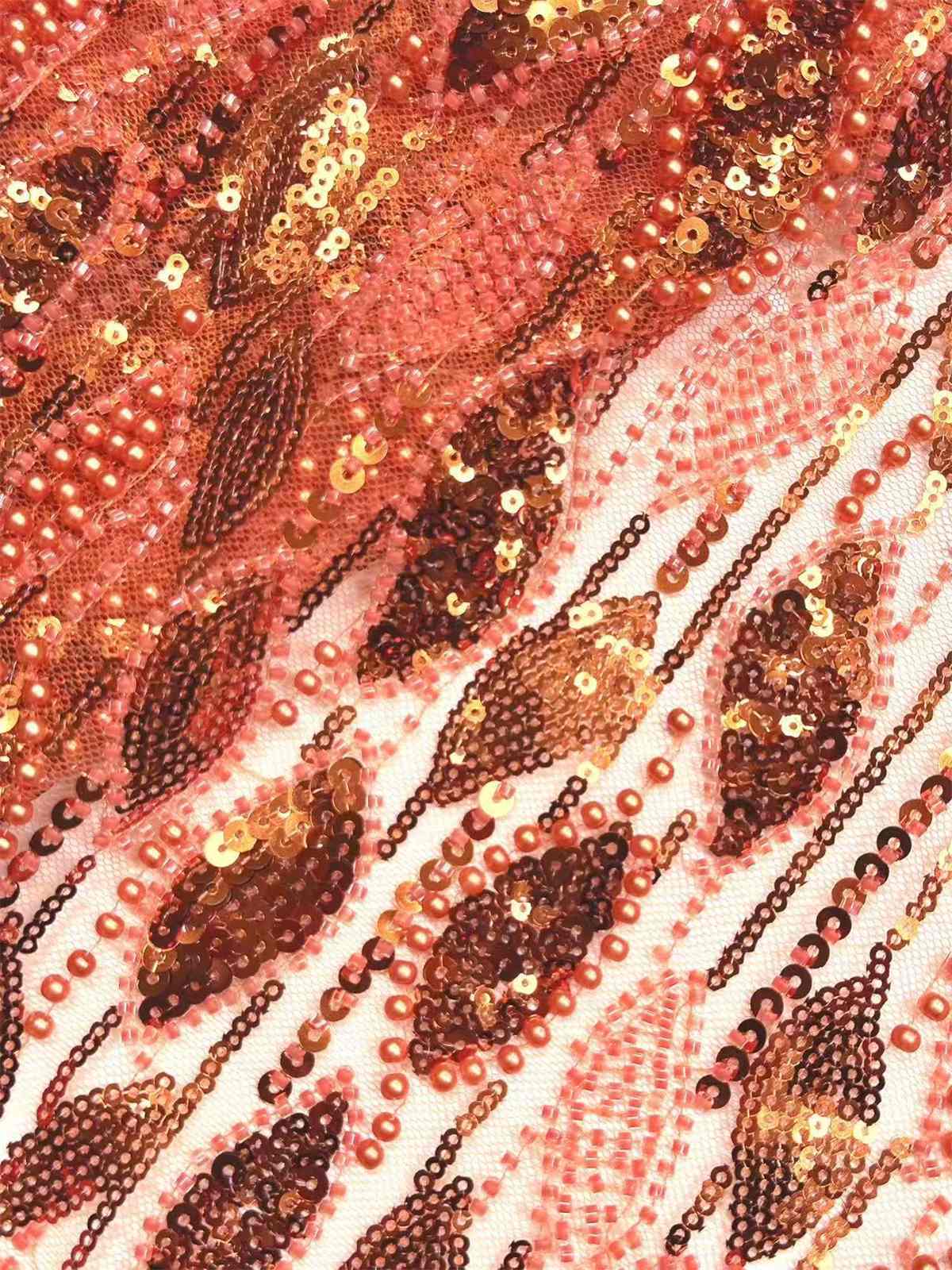 Embellished Beaded Tulle Lace Fabric with Beads | COD HN472