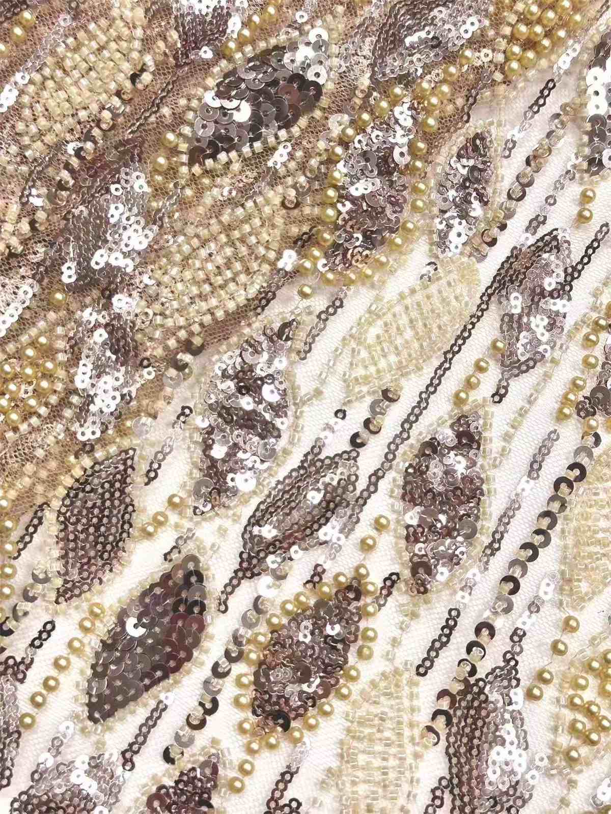 Embellished Beaded Tulle Lace Fabric with Beads | COD HN472