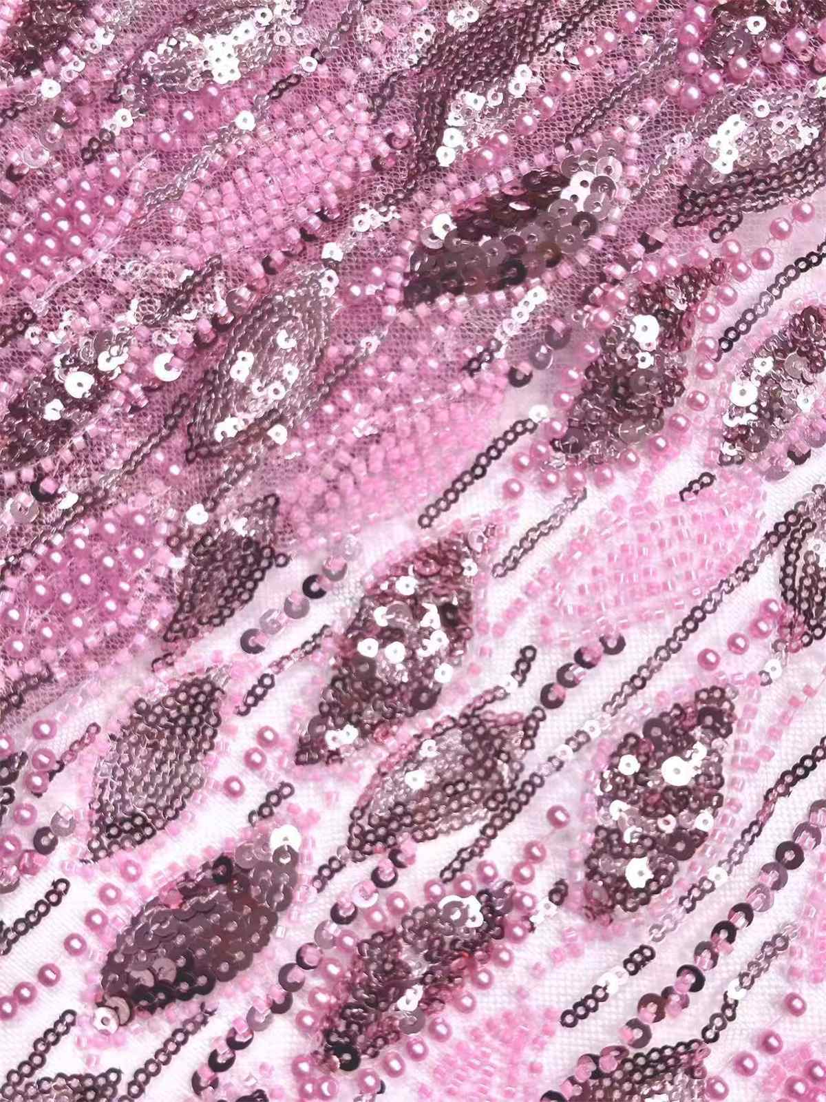 Embellished Beaded Tulle Lace Fabric with Beads | COD HN472