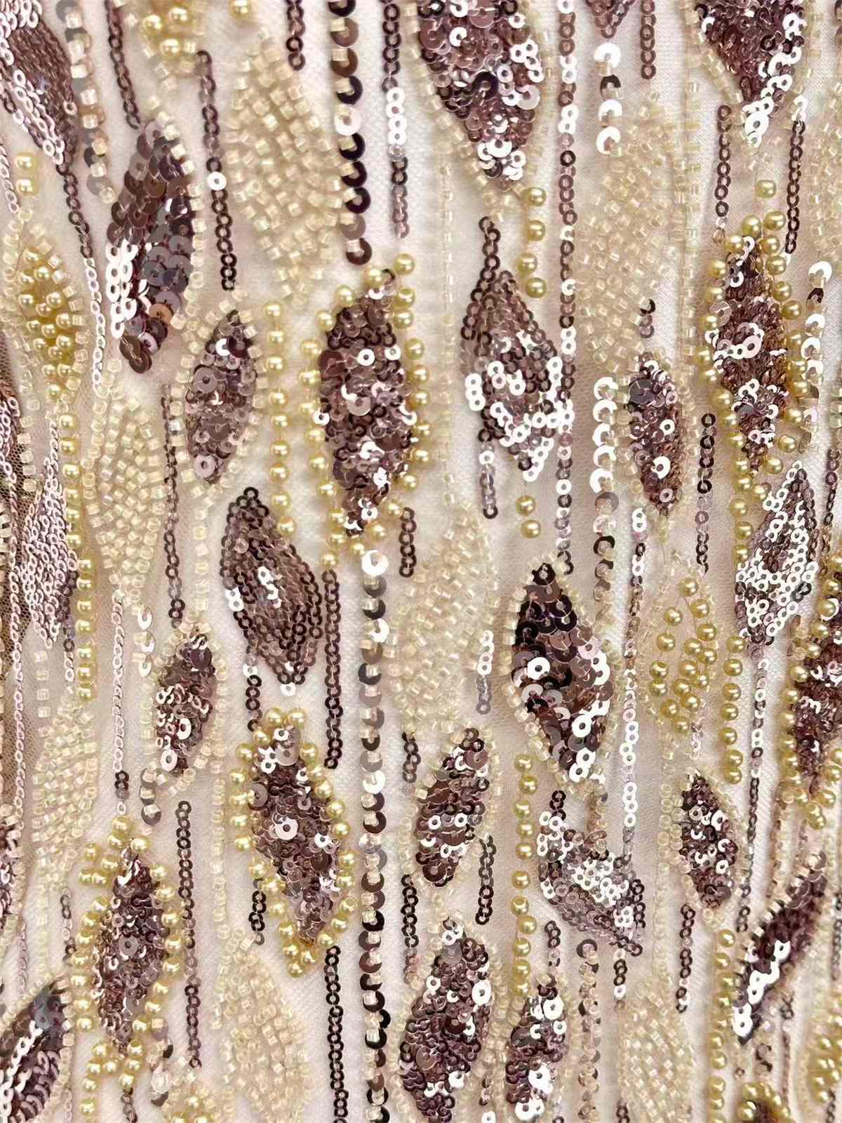 Embellished Beaded Tulle Lace Fabric with Beads | GTIN HN472