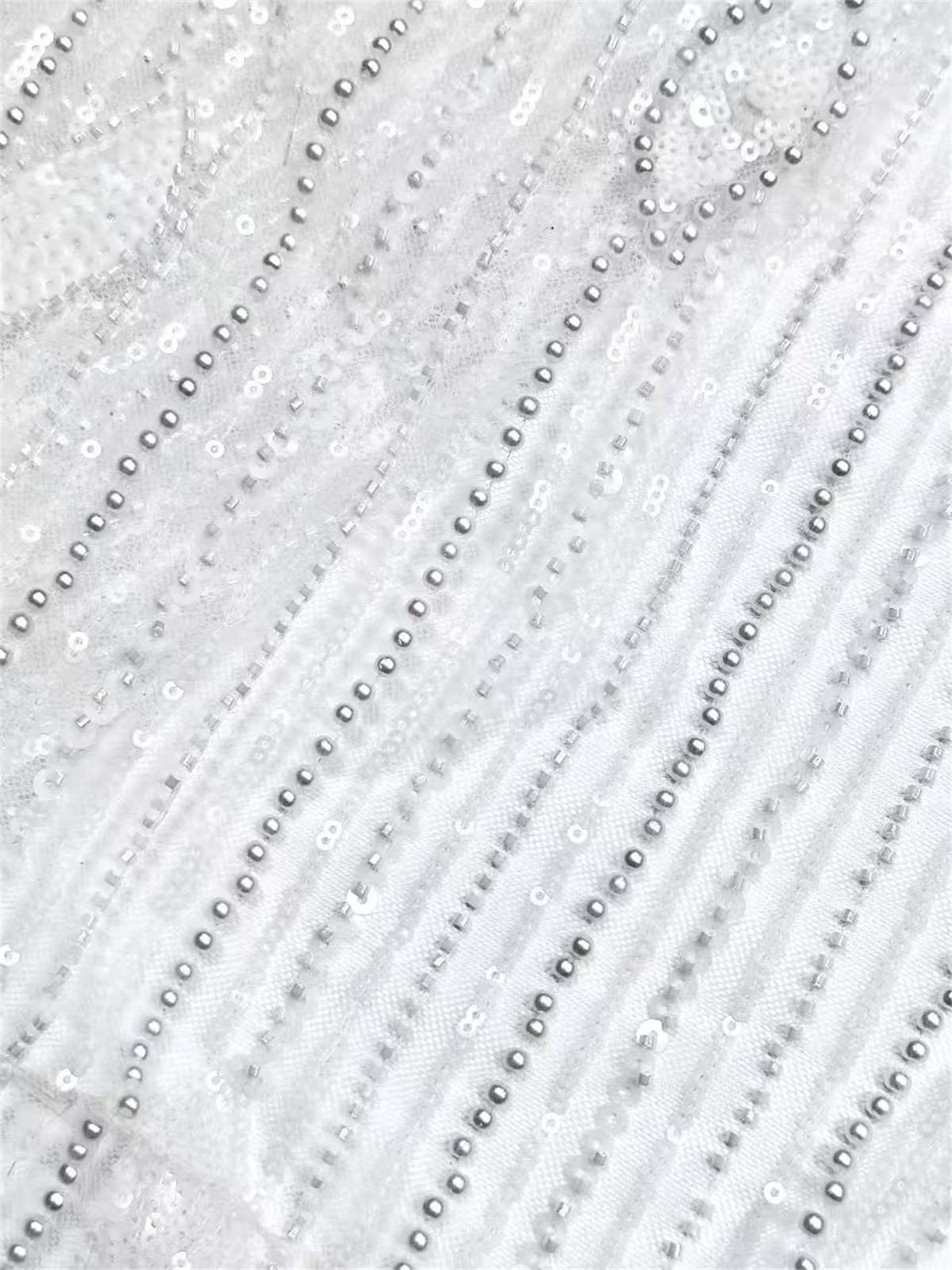Embellished Beaded Tulle Lace Fabric with Beads | COD HN472
