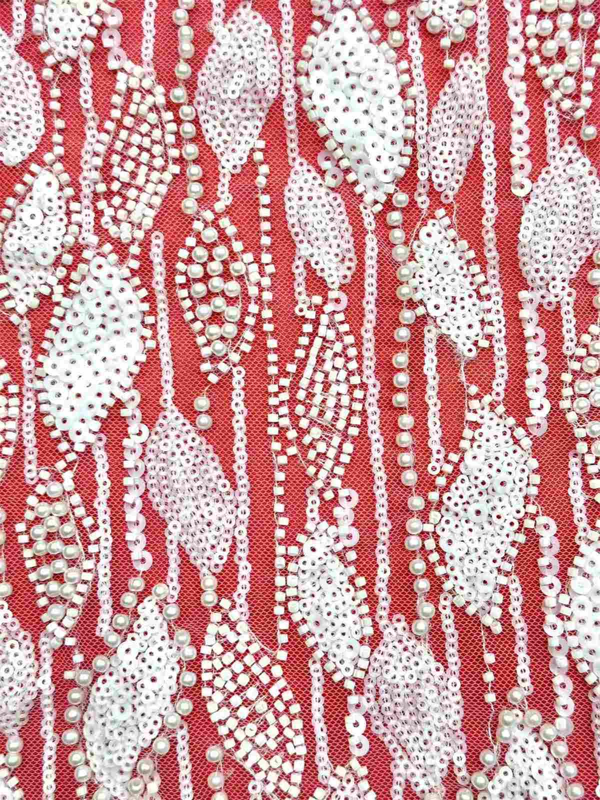 Embellished Beaded Tulle Lace Fabric with Beads | COD HN472