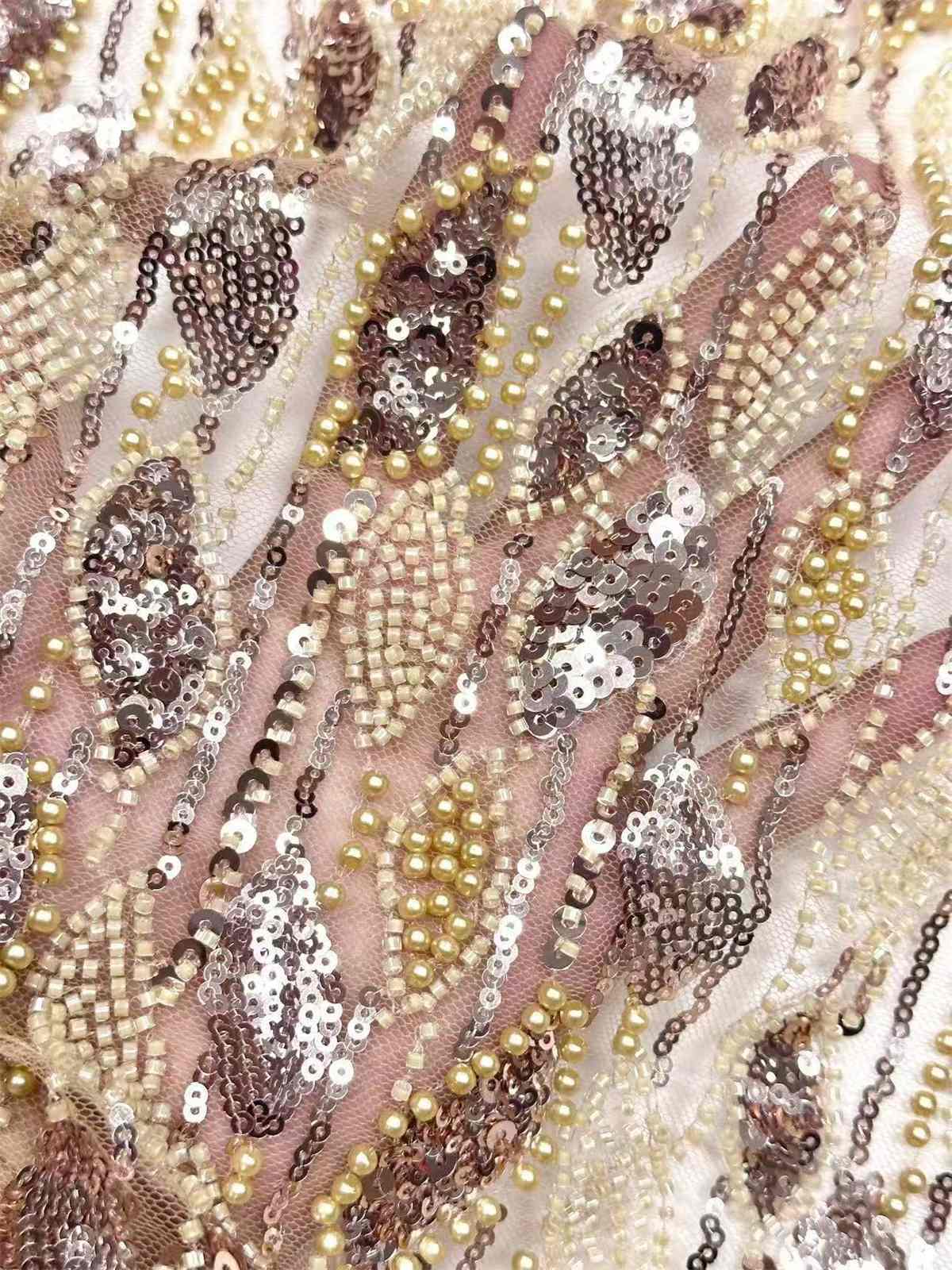 Embellished Beaded Tulle Lace Fabric with Beads | GTIN HN472