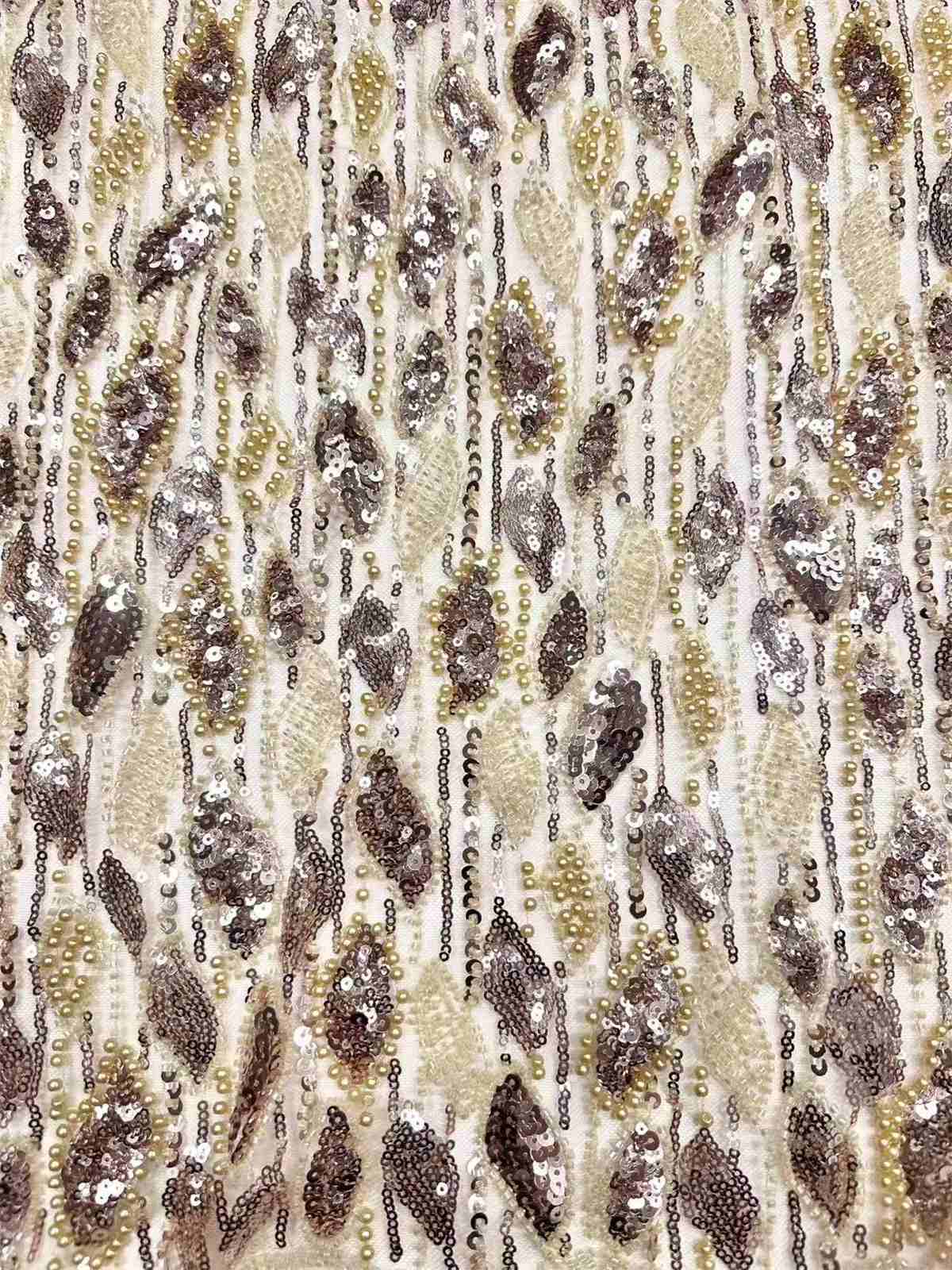 Embellished Beaded Tulle Lace Fabric with Beads | GTIN HN472