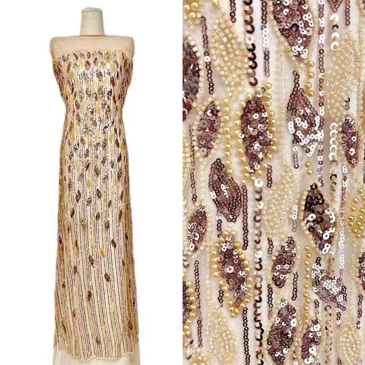 Embellished Beaded Tulle Lace Fabric with Beads | GTIN HN472