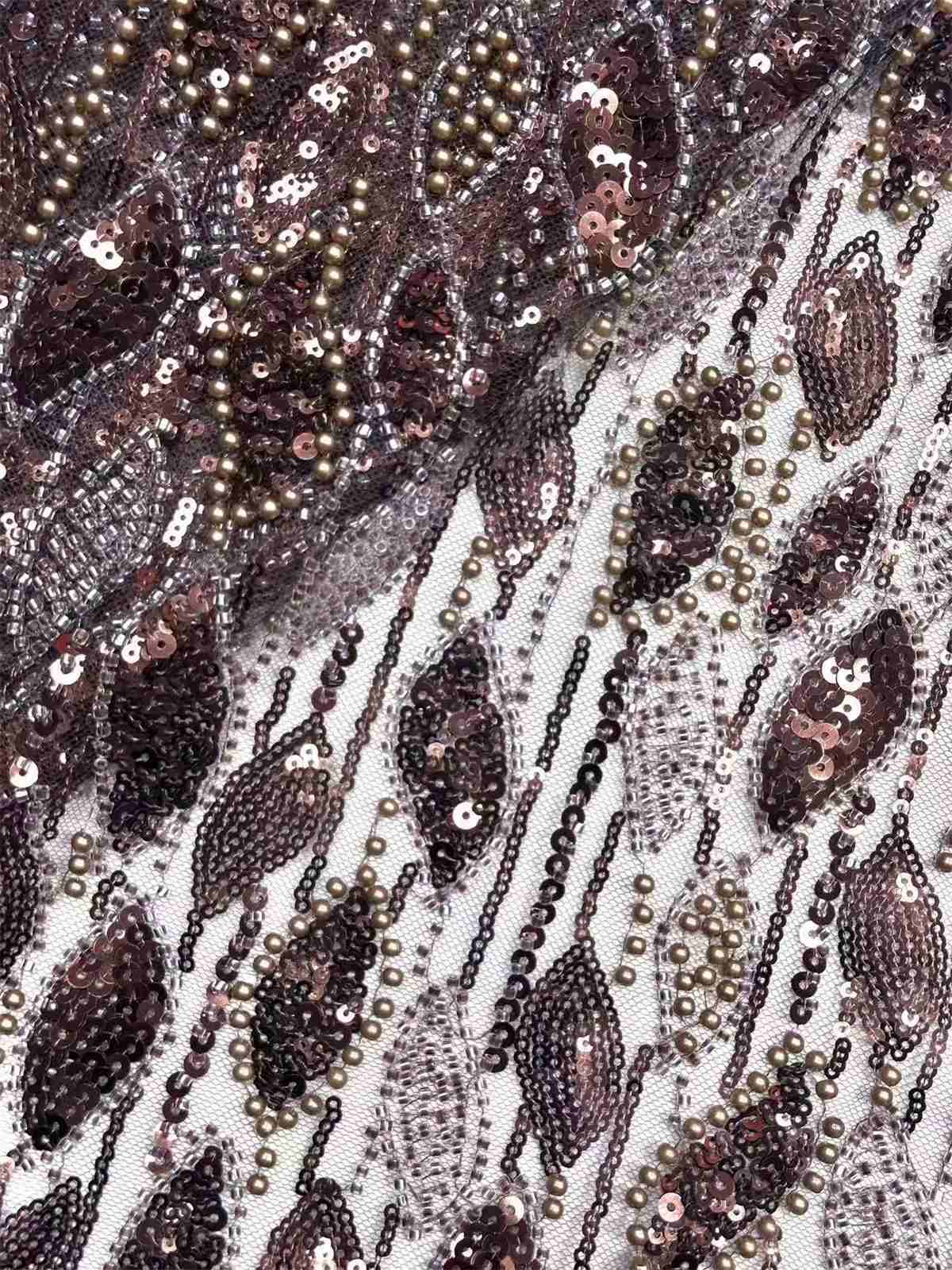 Embellished Beaded Tulle Lace Fabric with Beads | GTIN HN472