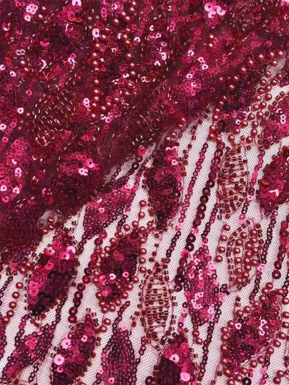 Embellished Beaded Tulle Lace Fabric with Beads | GTIN HN472