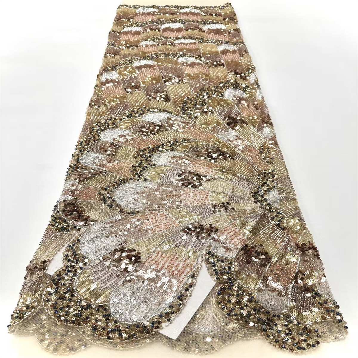 Embellished Beaded Tulle Lace Fabric with Beads | GTIN HN480