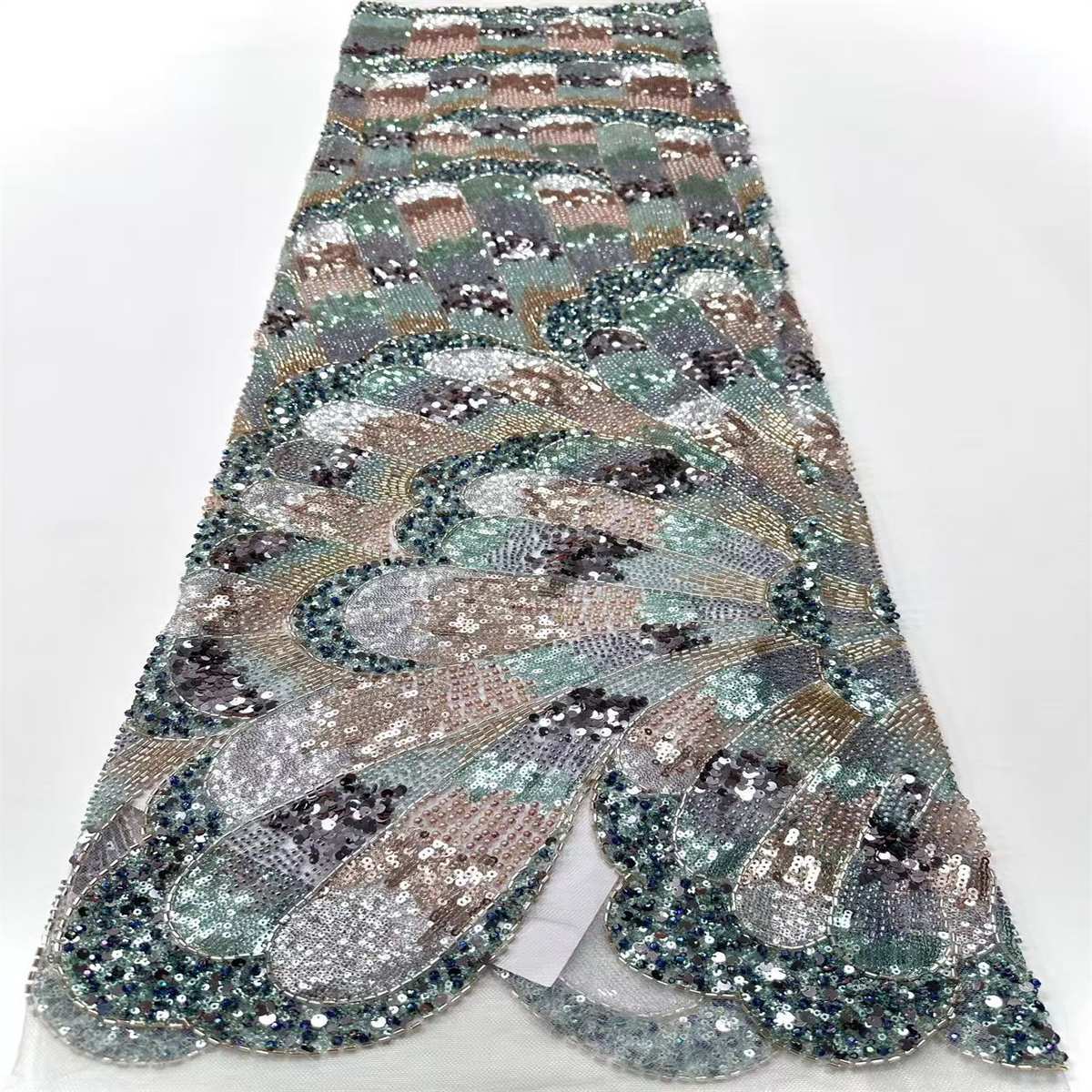 Embellished Beaded Tulle Lace Fabric with Beads | GTIN HN480
