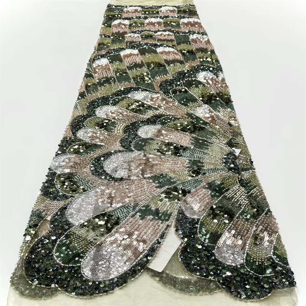Embellished Beaded Tulle Lace Fabric with Beads | COD HN480