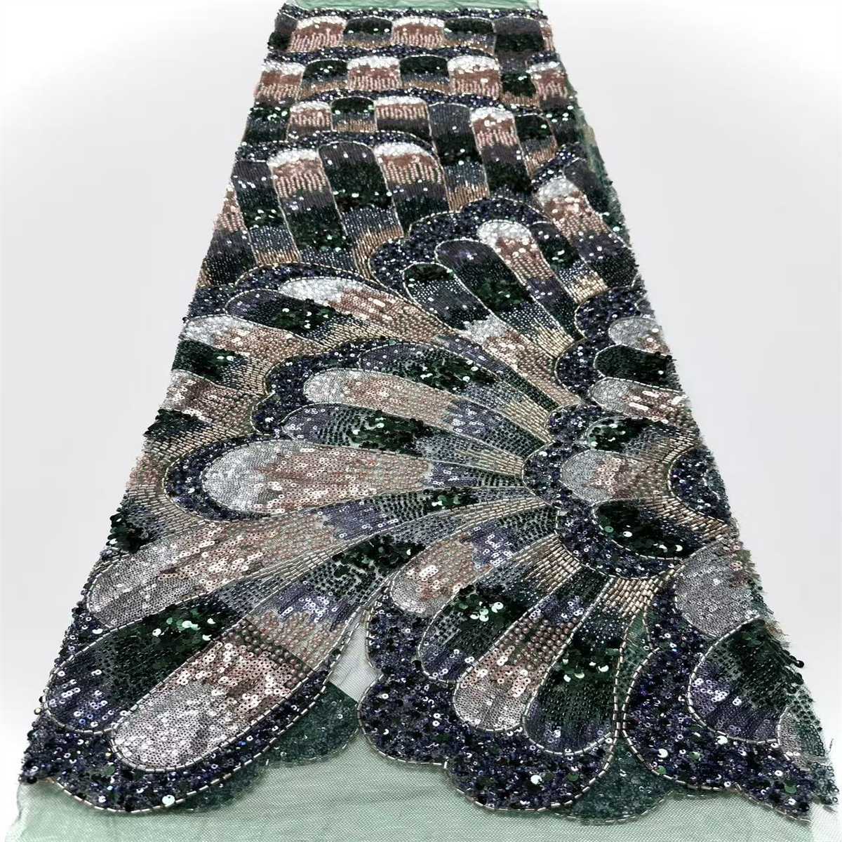 Embellished Beaded Tulle Lace Fabric with Beads | COD HN480