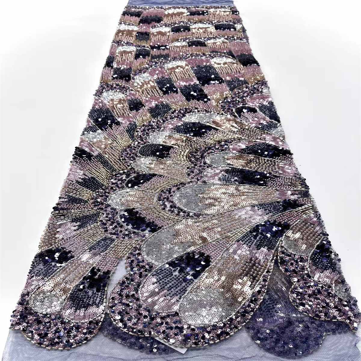 Embellished Beaded Tulle Lace Fabric with Beads | COD HN480
