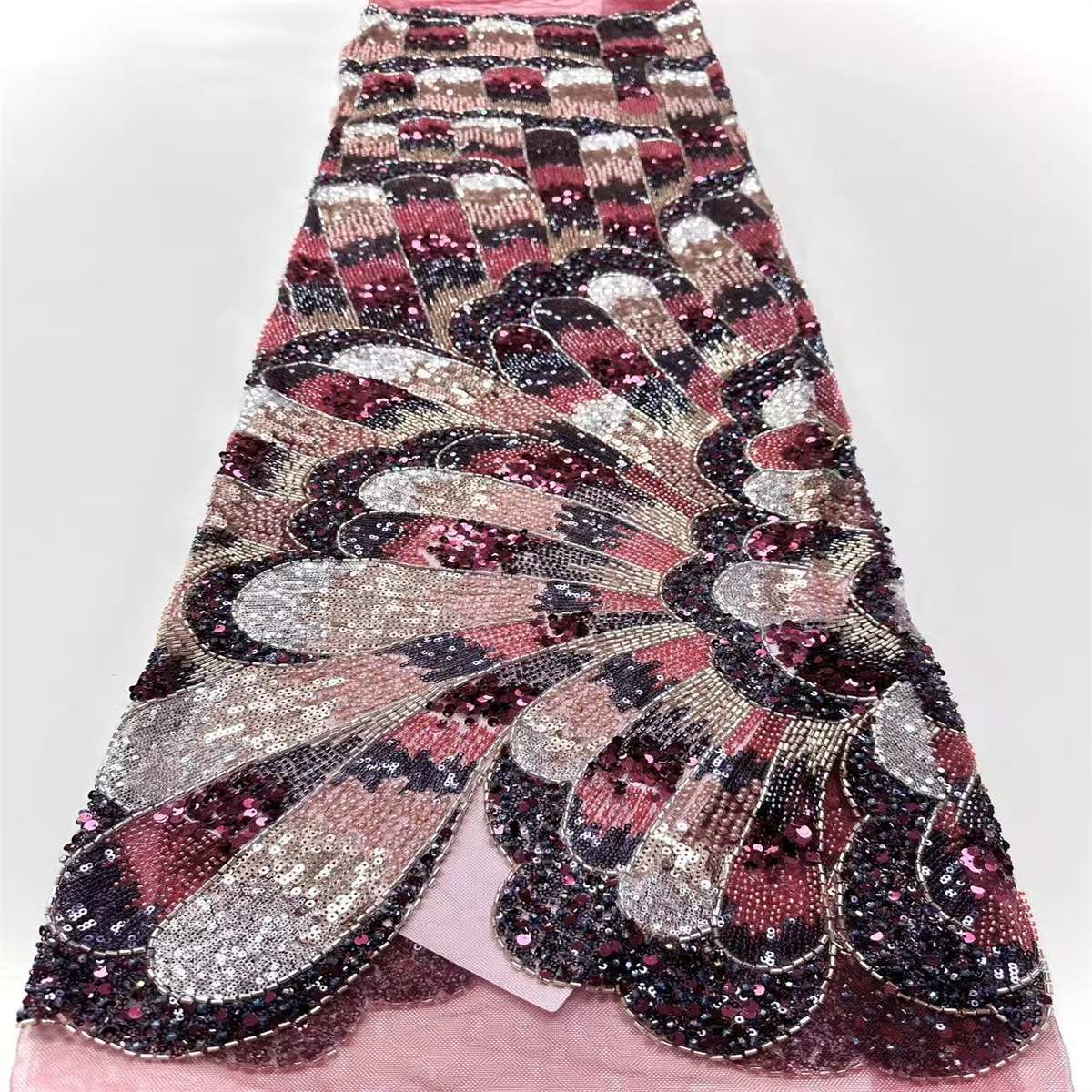 Embellished Beaded Tulle Lace Fabric with Beads | COD HN480