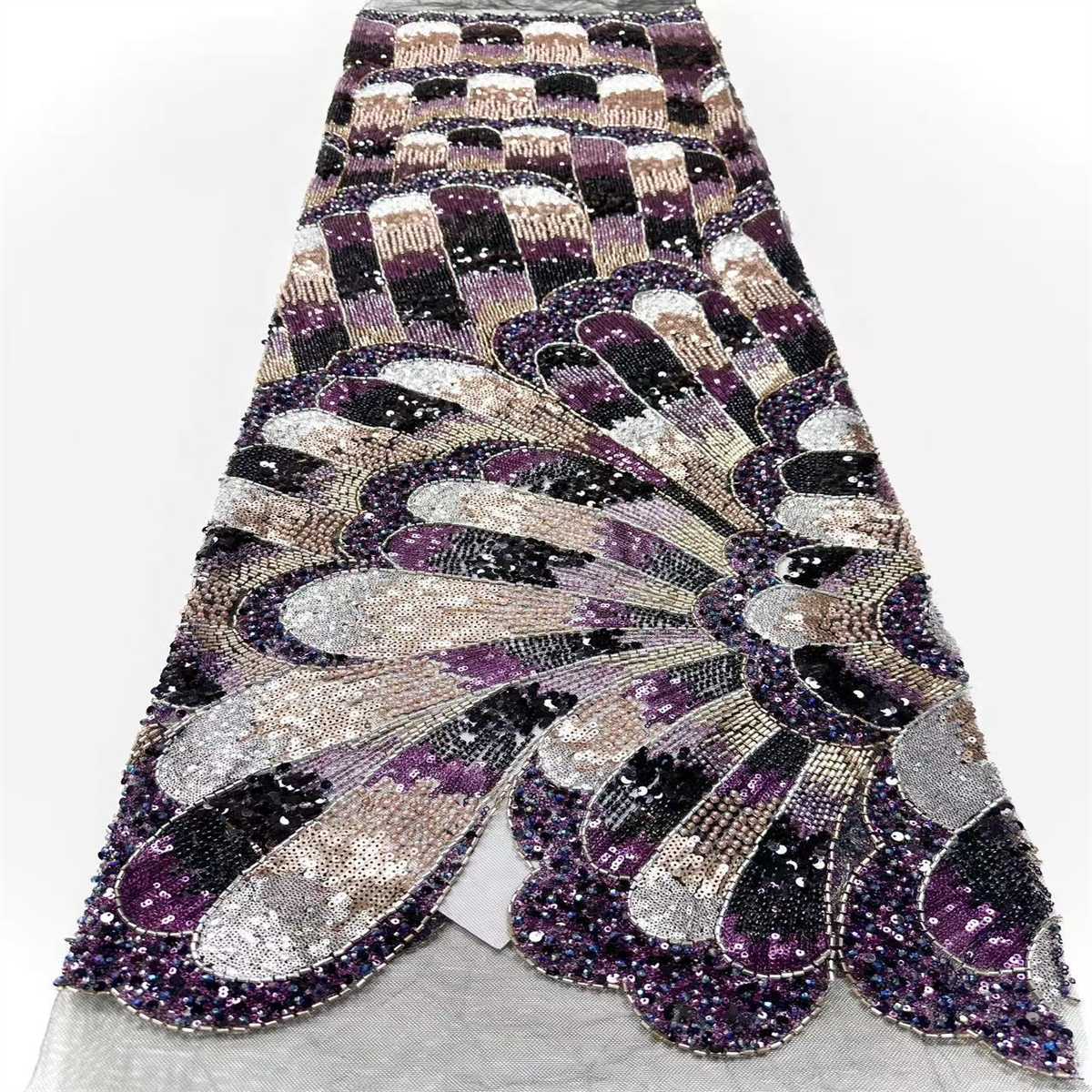 Embellished Beaded Tulle Lace Fabric with Beads | COD HN480