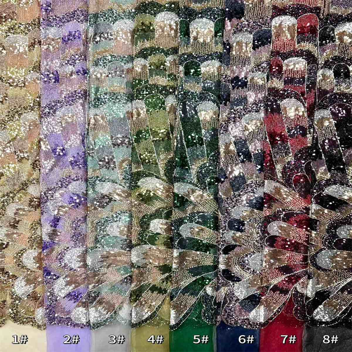 Embellished Beaded Tulle Lace Fabric with Beads | COD HN480