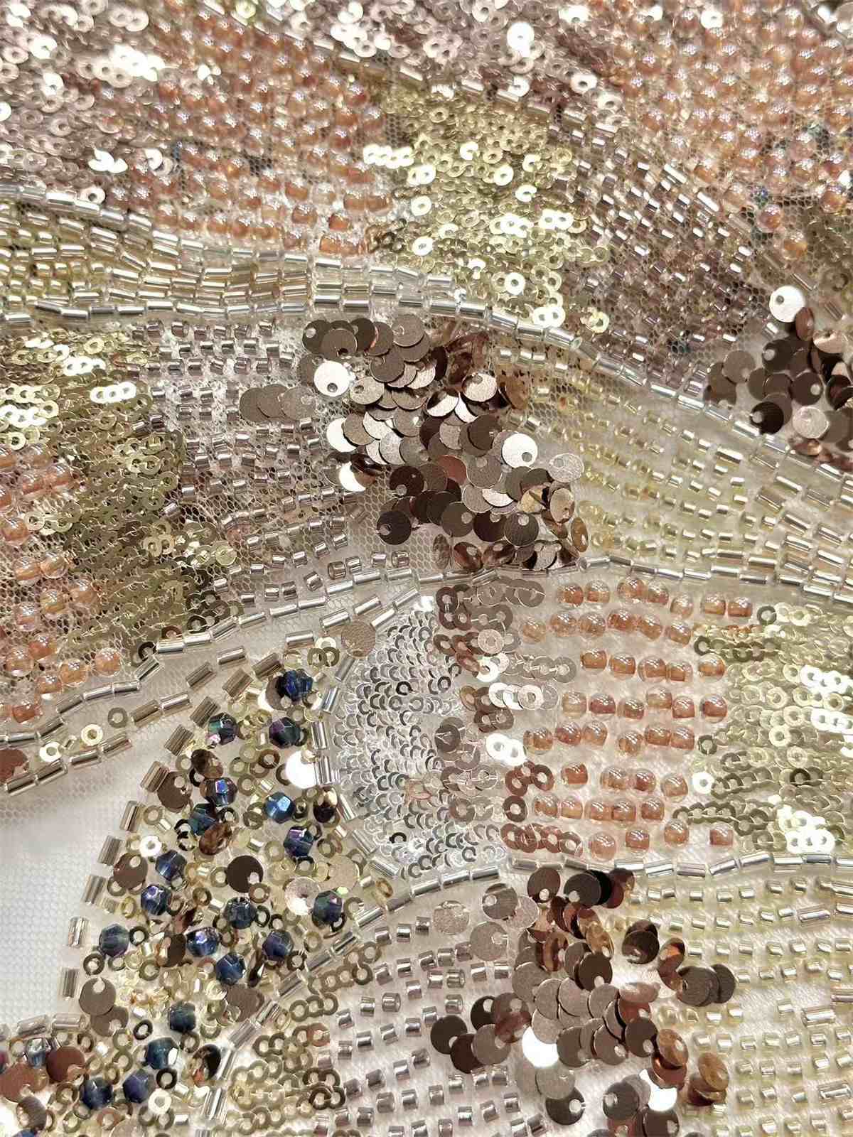 Embellished Beaded Tulle Lace Fabric with Beads | GTIN HN480