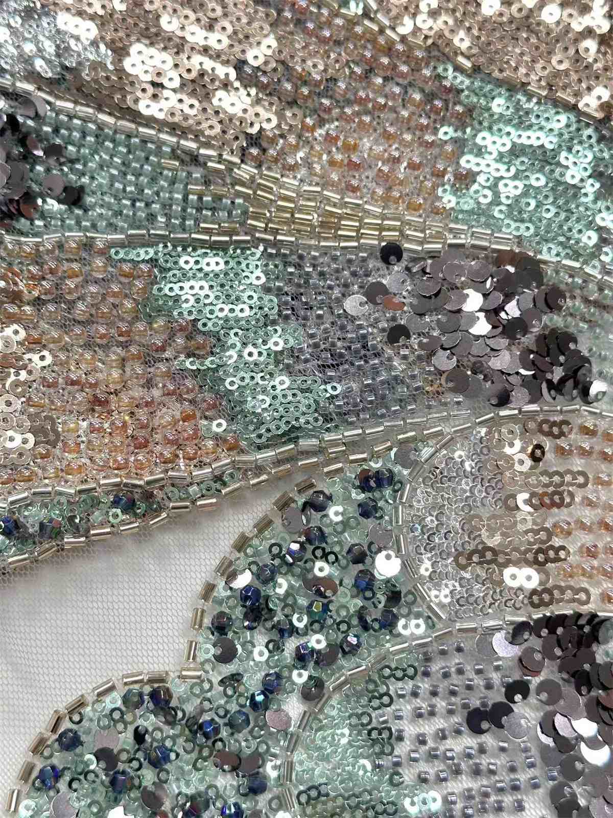 Embellished Beaded Tulle Lace Fabric with Beads | GTIN HN480
