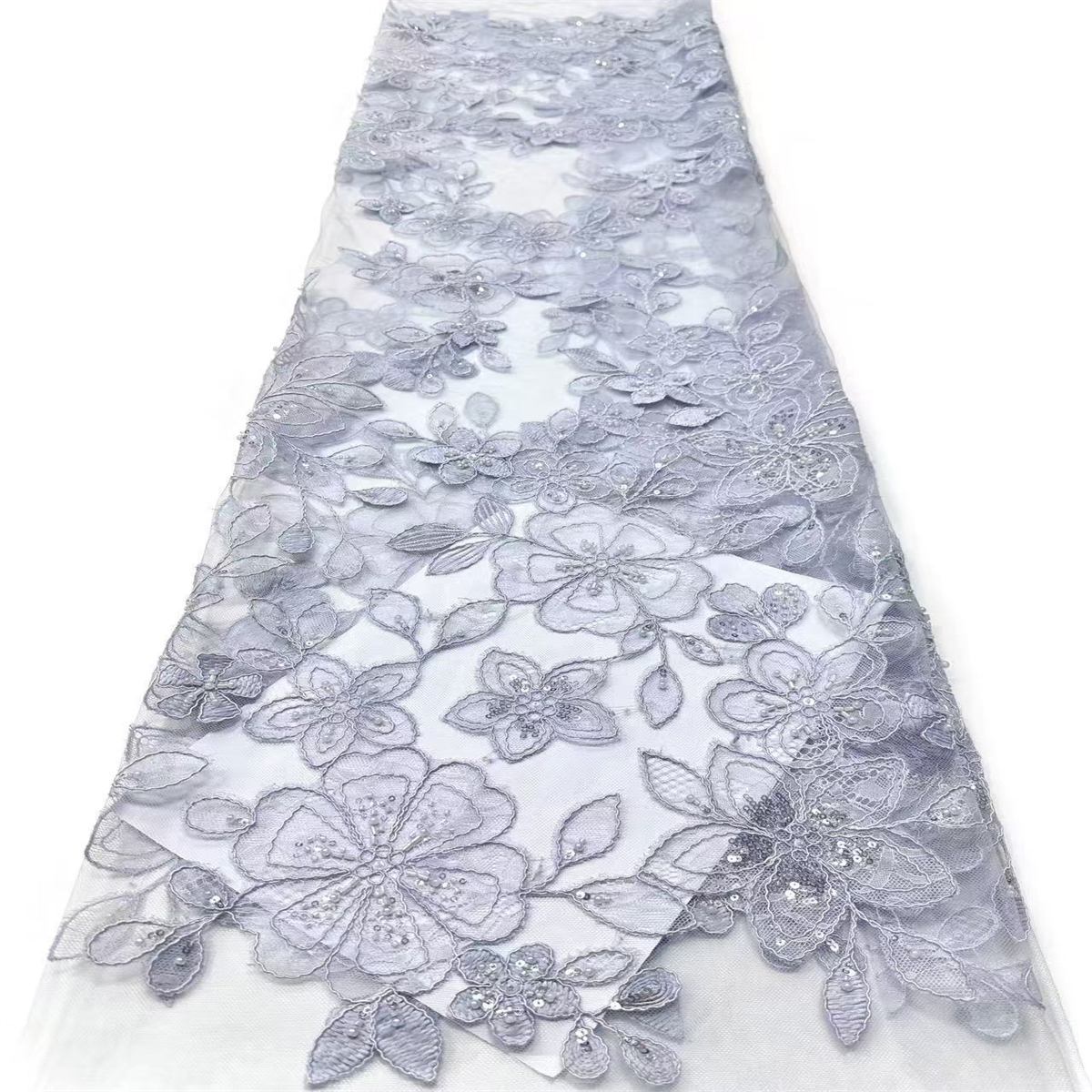 Corded Beaded Tulle Lace Fabric | GTIN HN481