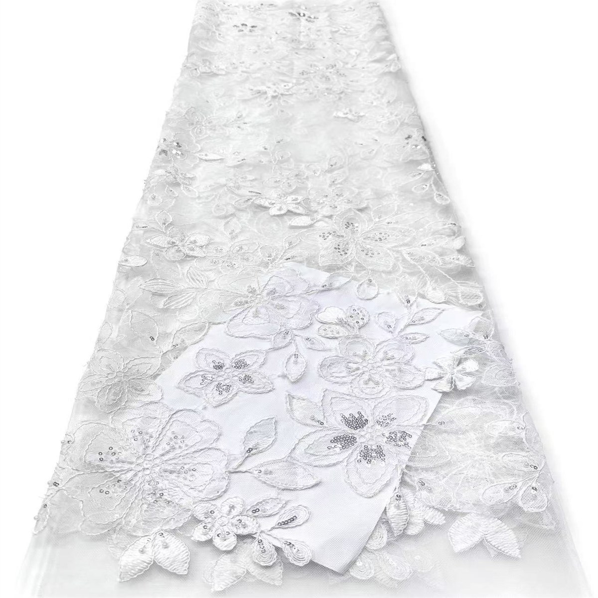 Corded Beaded Tulle Lace Fabric | GTIN HN481