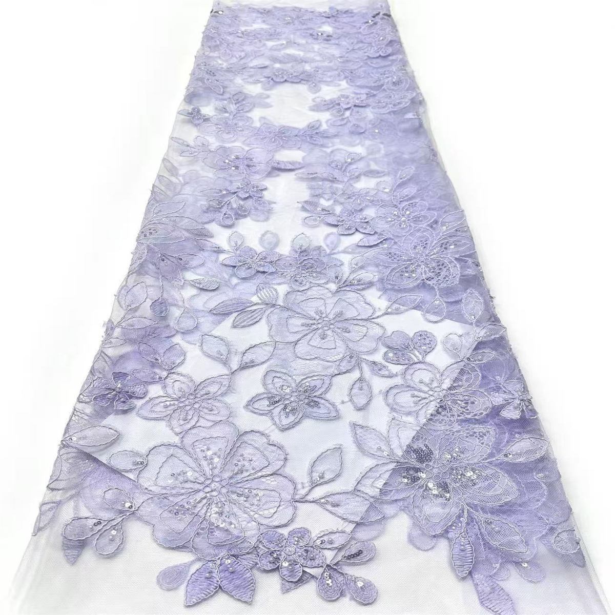 Corded Beaded Tulle Lace Fabric | COD HN481