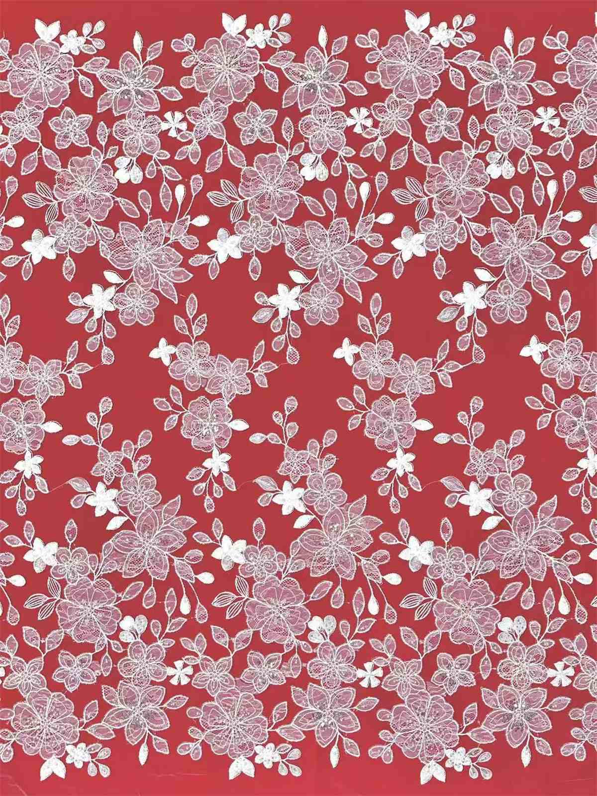 Corded Beaded Tulle Lace Fabric | GTIN HN481