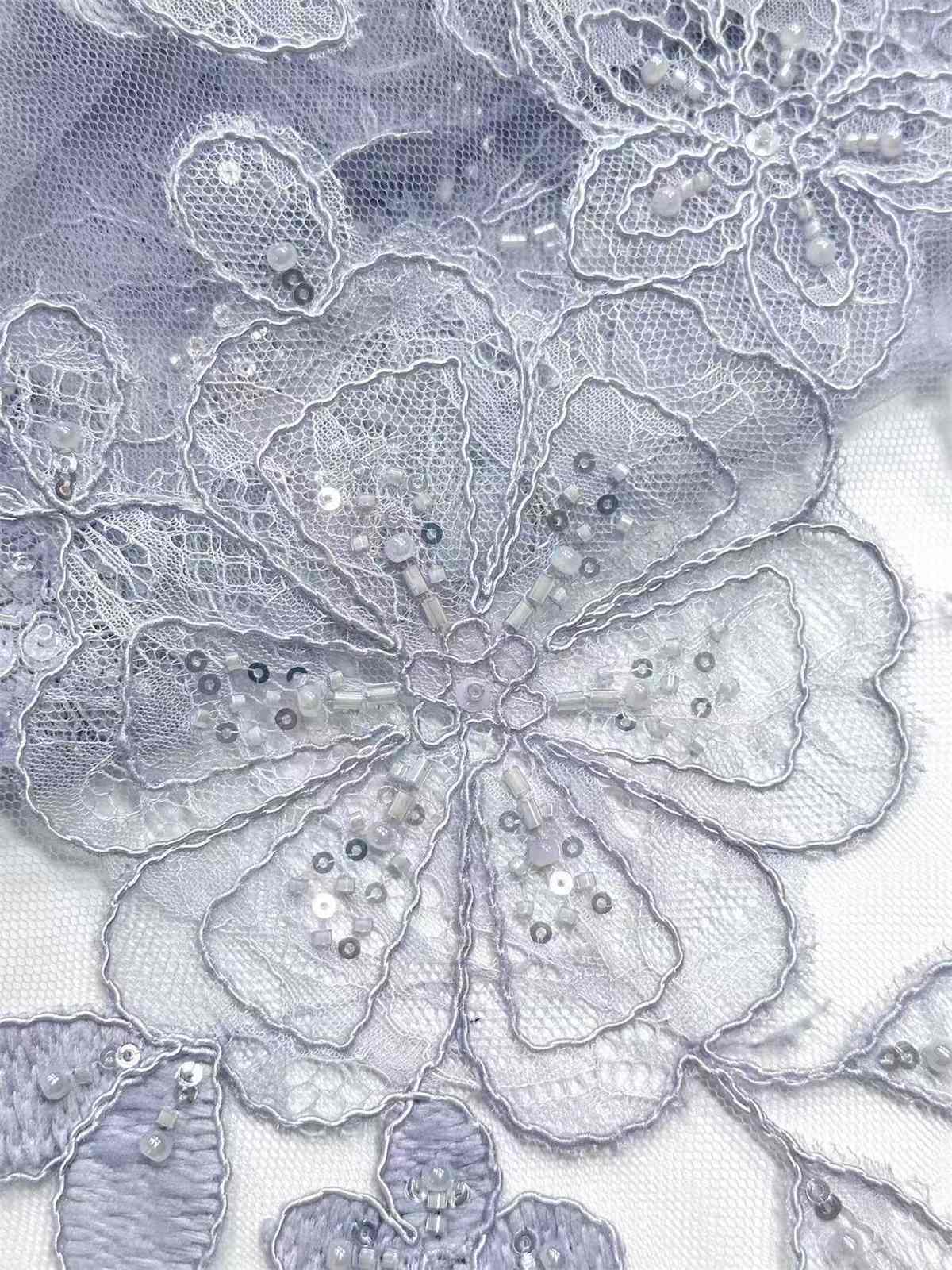 Corded Beaded Tulle Lace Fabric | GTIN HN481
