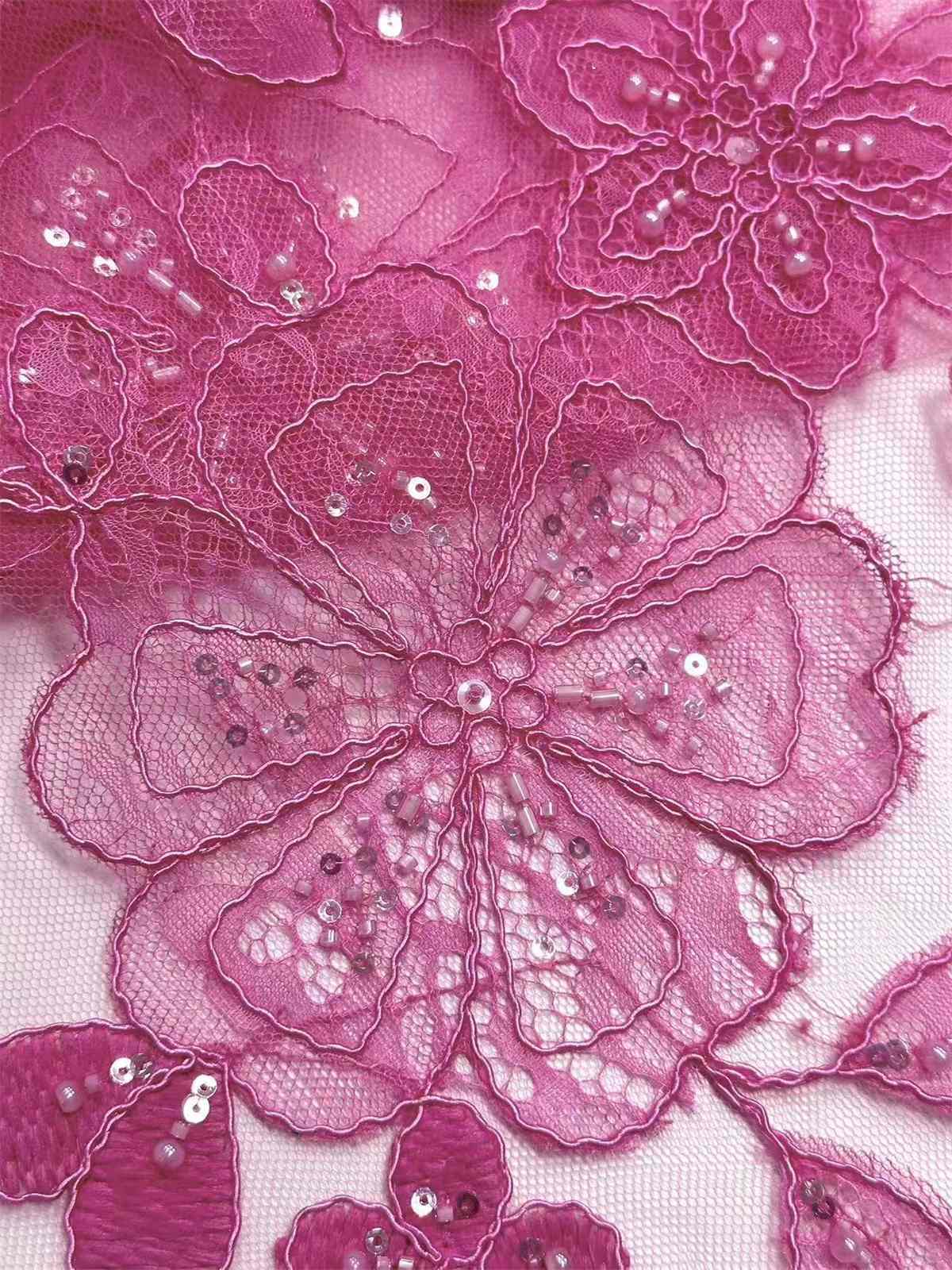 Corded Beaded Tulle Lace Fabric | GTIN HN481