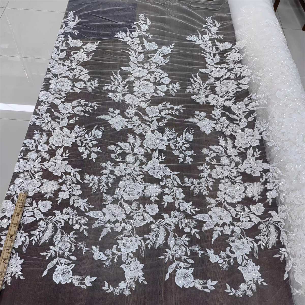 Bridal Lace Fabric - 5 Yards - Embroidered Beaded Wedding Lace Fabric ...