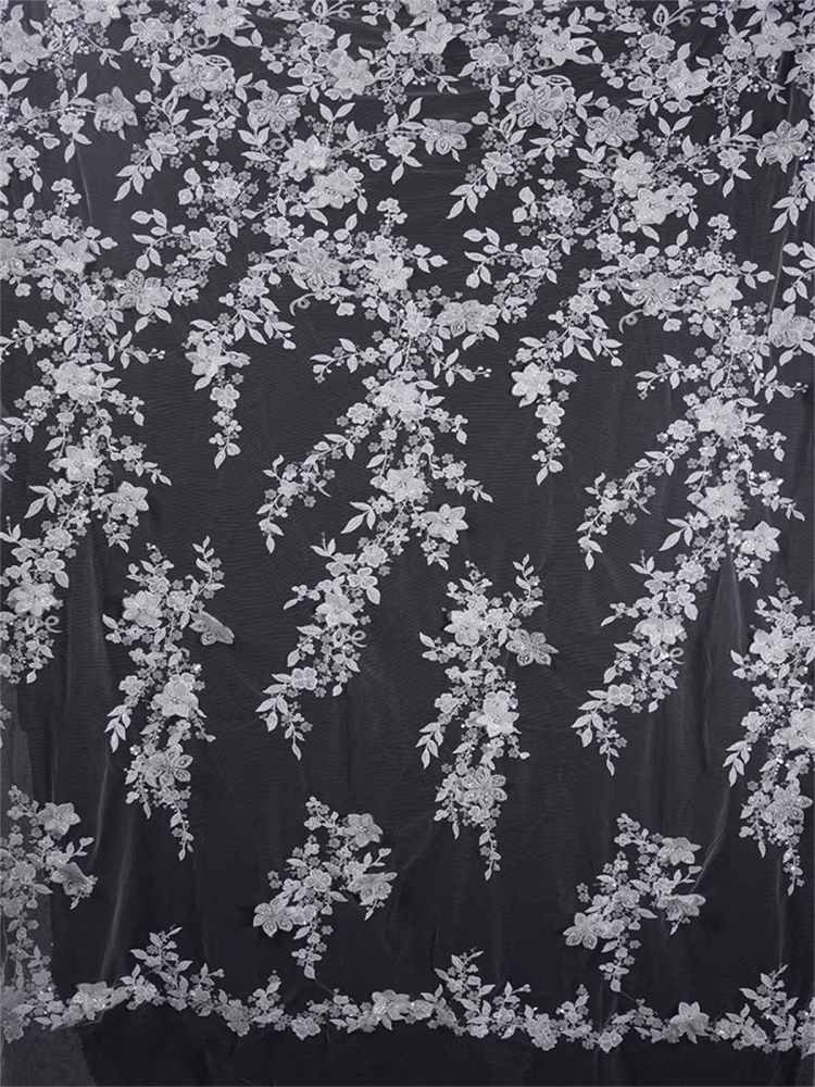 Bridal Lace Fabric - 5 Yards - Embroidered Beaded Wedding Lace Fabric | SKU ZT176