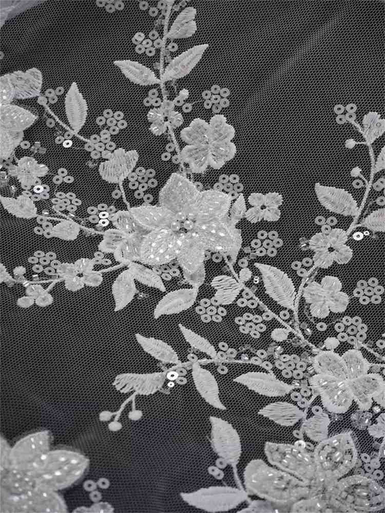 Bridal Lace Fabric - 5 Yards - Embroidered Beaded Wedding Lace Fabric | SKU ZT176