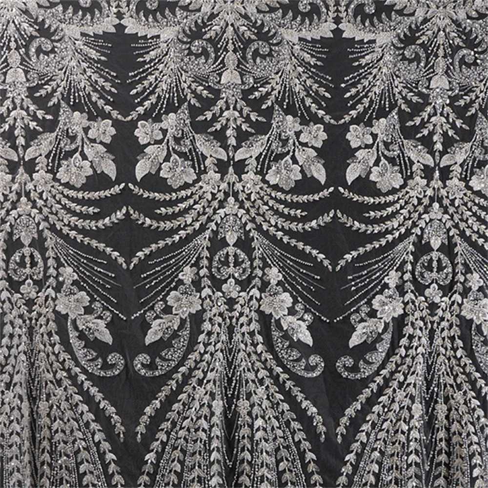 Bridal Lace Fabric - 5 Yards - Embroidered Beaded Wedding Lace Fabric | SKU ZT177