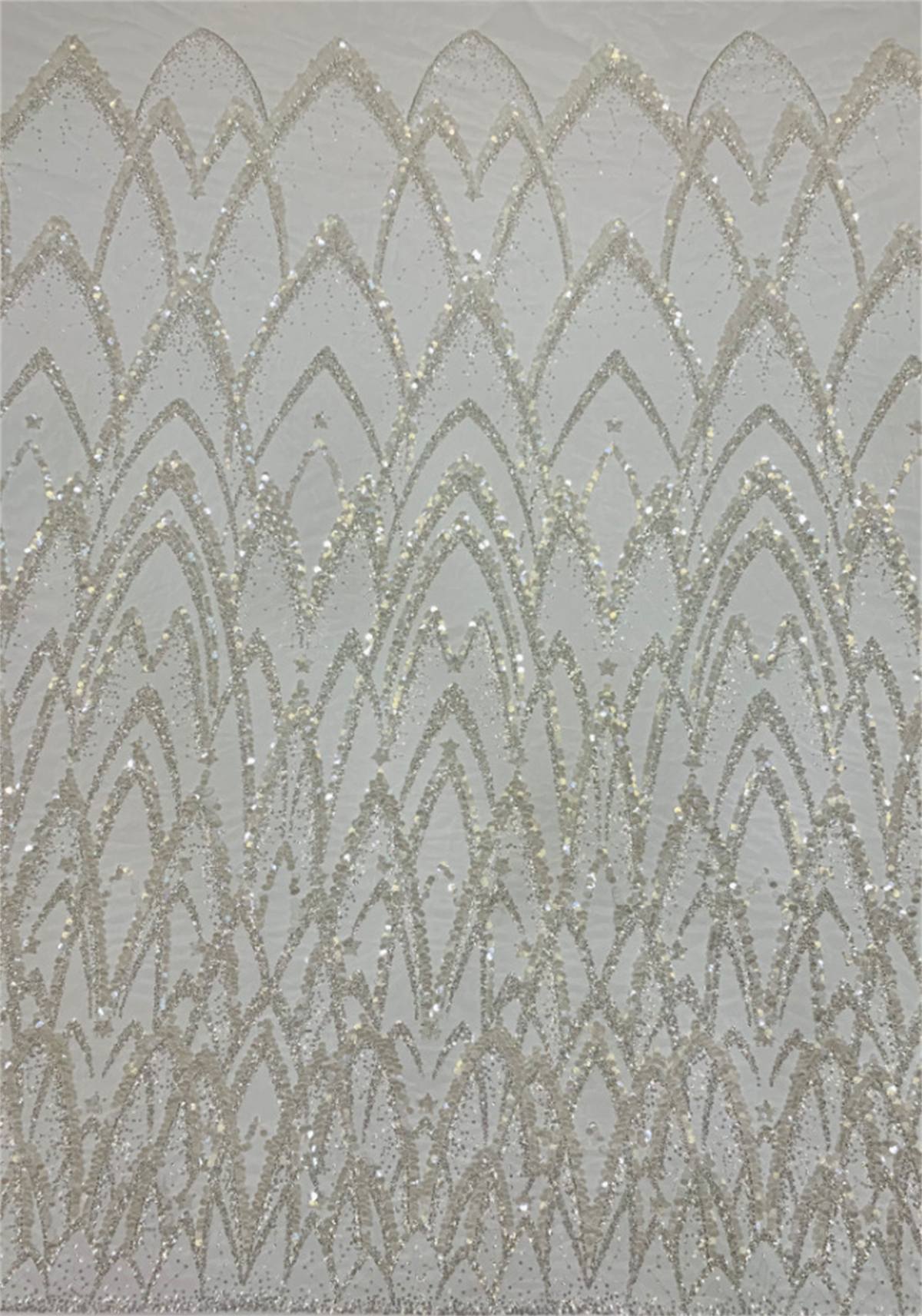 Bridal Lace Fabric - 5 Yards - Beaded Tulle Wedding Lace Fabric | COD TDD342