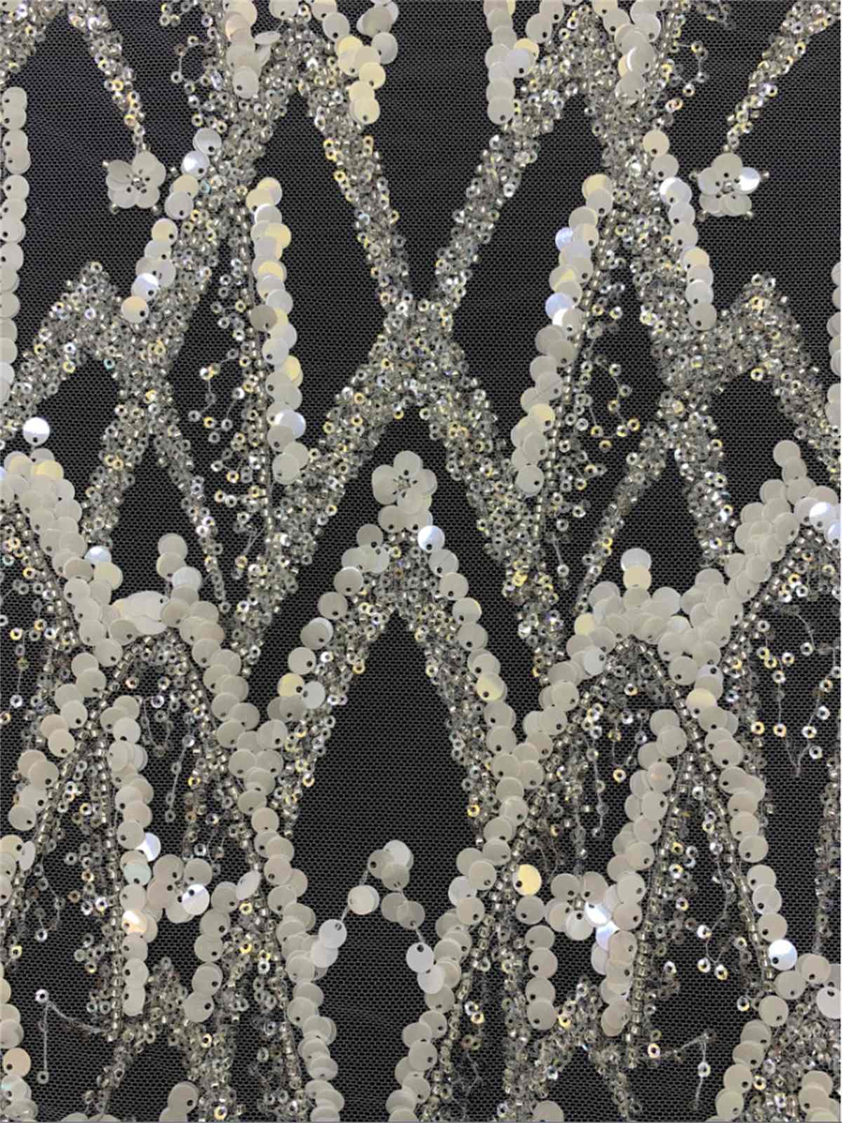 Bridal Lace Fabric - 5 Yards - Beaded Tulle Wedding Lace Fabric | COD TDD342