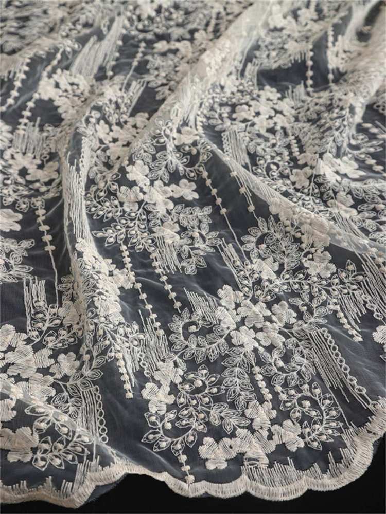 Bridal Lace Fabric - 5 Yards - Embroidered Wedding Lace Fabric | SKU LIL004