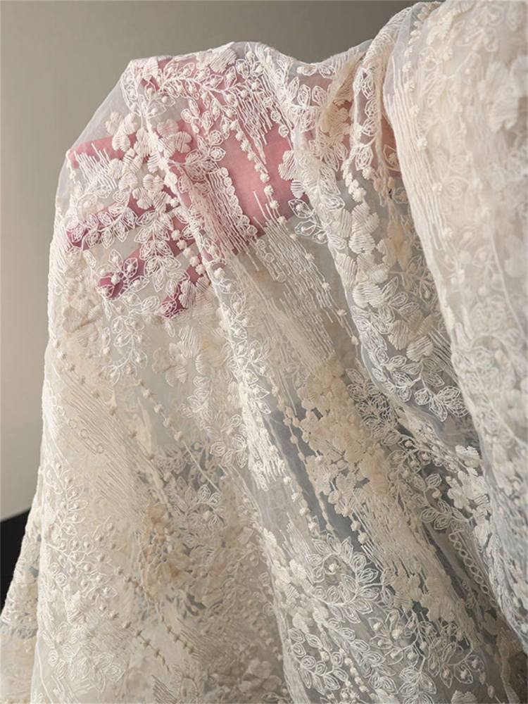 Bridal Lace Fabric - 5 Yards - Embroidered Wedding Lace Fabric | SKU LIL004
