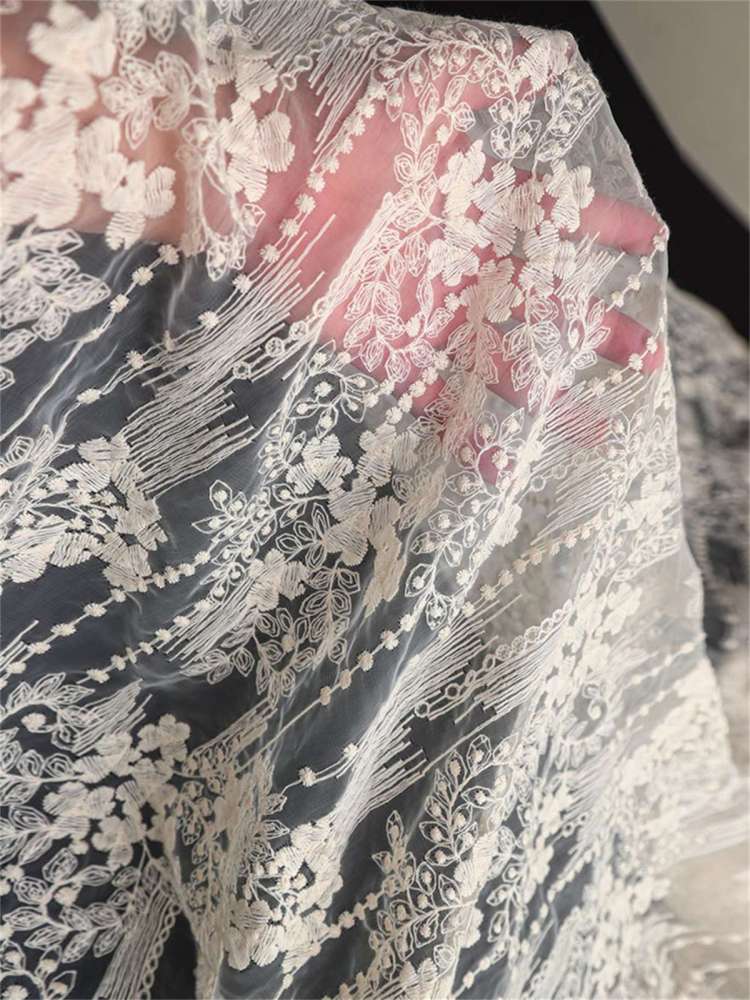 Bridal Lace Fabric - 5 Yards - Embroidered Wedding Lace Fabric | SKU LIL004