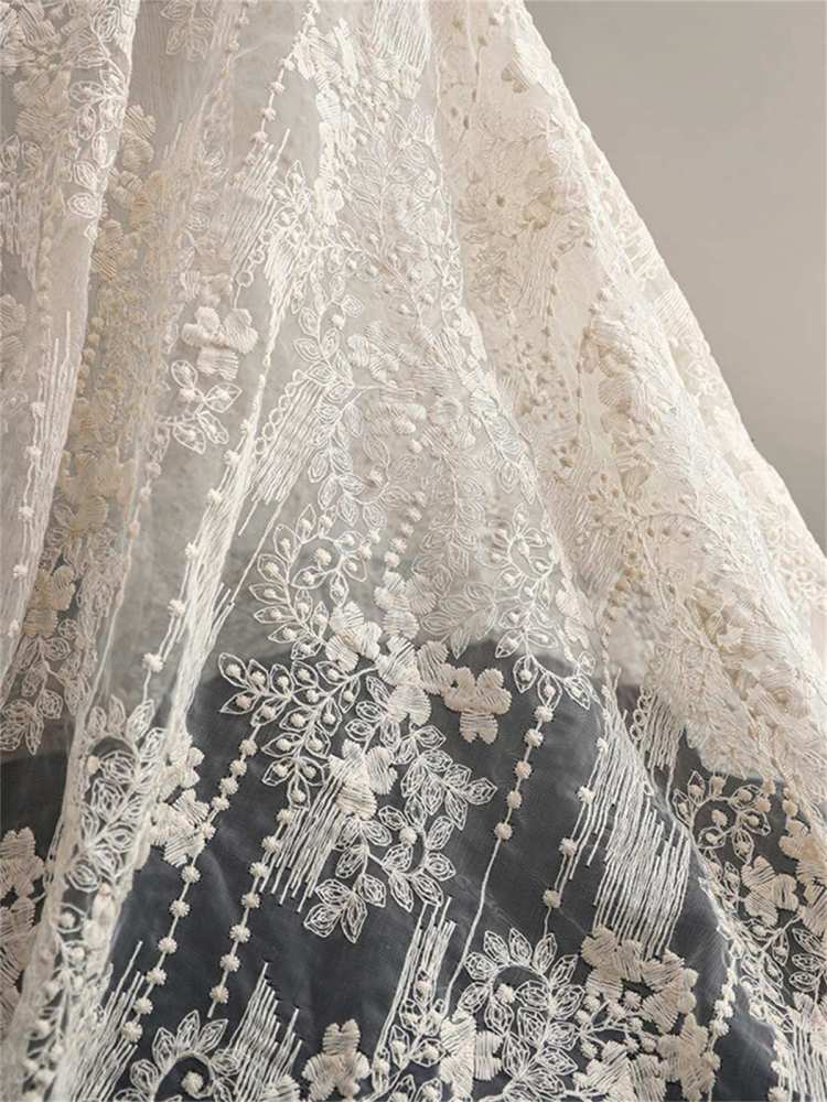 Bridal Lace Fabric - 5 Yards - Embroidered Wedding Lace Fabric | SKU LIL004