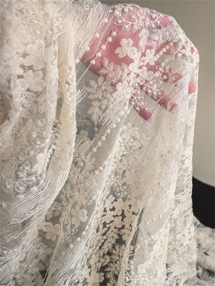 Bridal Lace Fabric - 5 Yards - Embroidered Wedding Lace Fabric | SKU LIL004