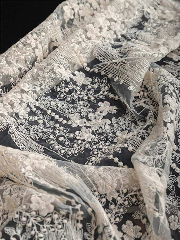 Bridal Lace Fabric - 5 Yards - Embroidered Wedding Lace Fabric | SKU LIL004