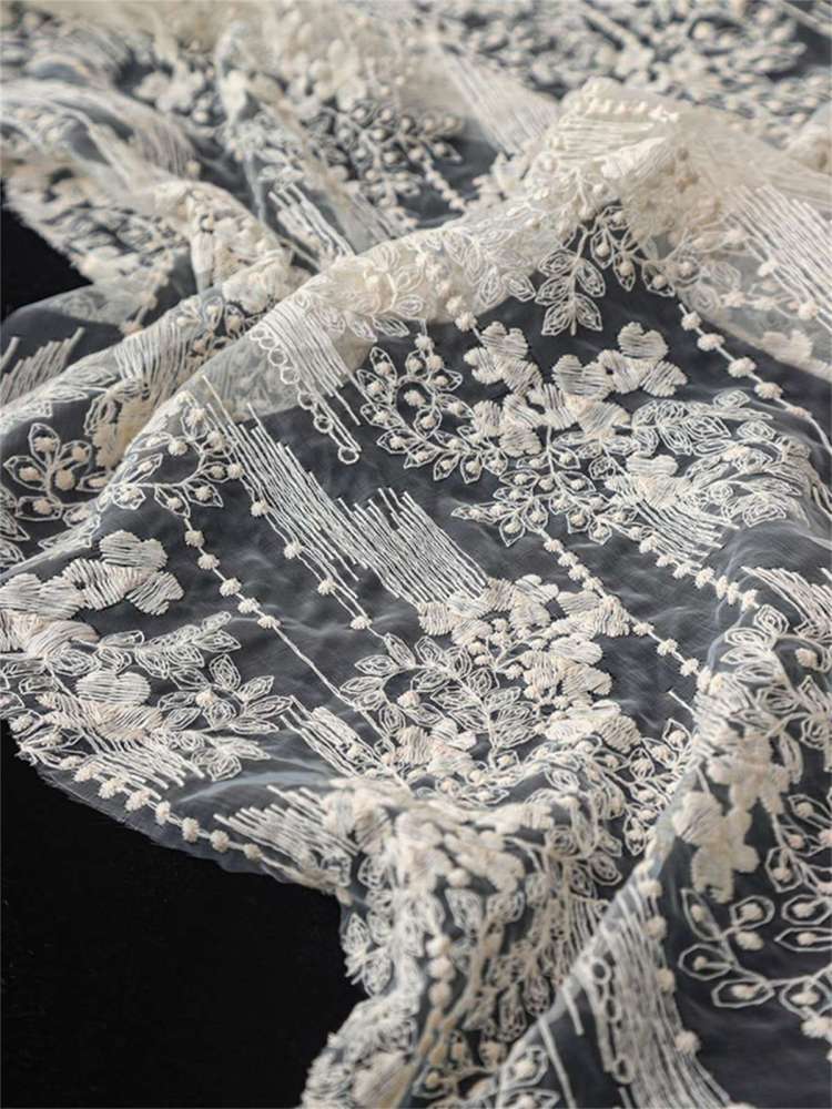 Bridal Lace Fabric - 5 Yards - Embroidered Wedding Lace Fabric | SKU LIL004