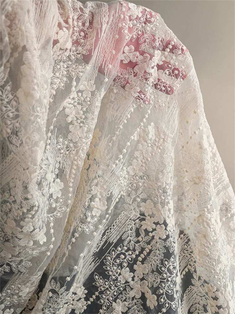 Bridal Lace Fabric - 5 Yards - Embroidered Wedding Lace Fabric | SKU LIL004