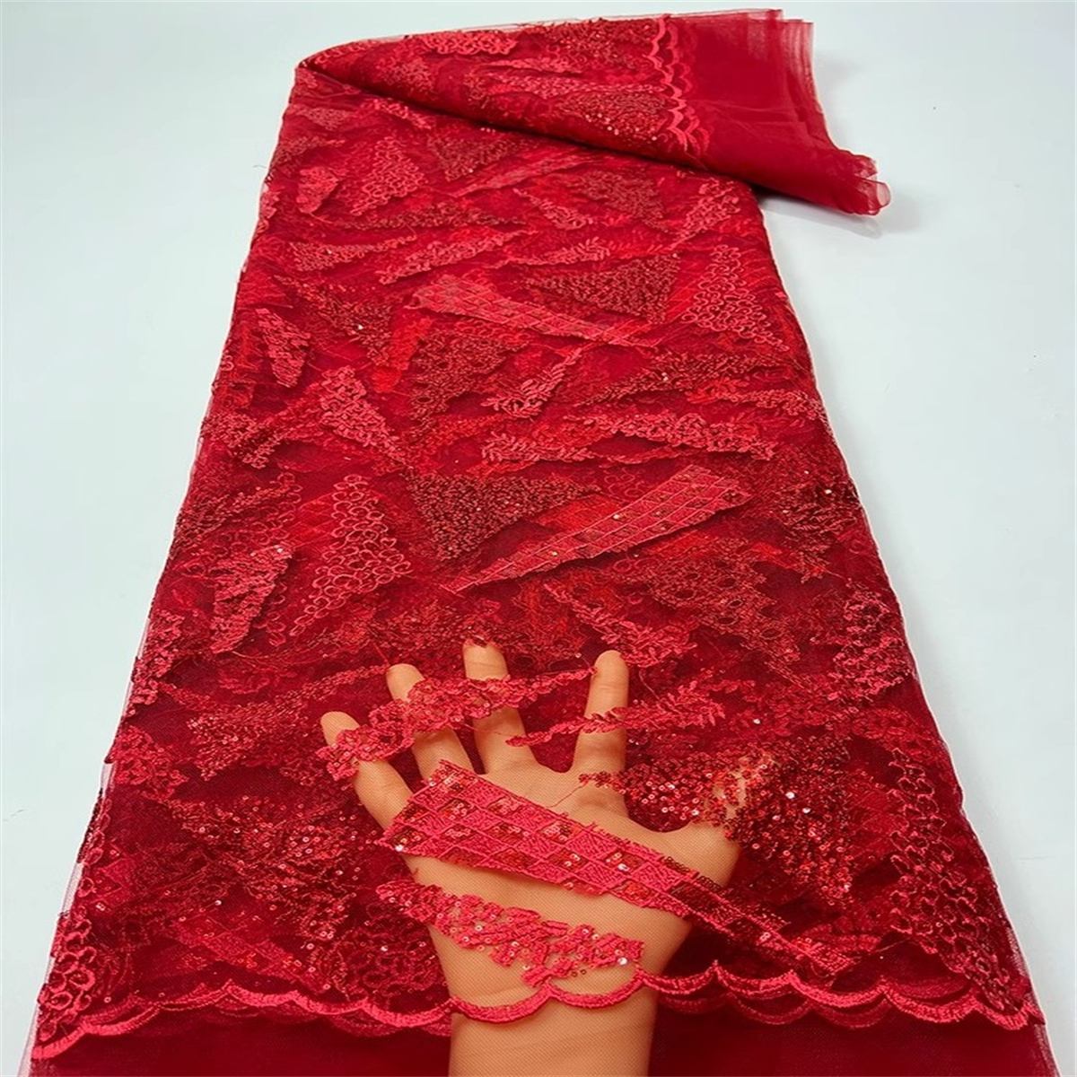 Embroidered Sequin Lace Fabric - 5 Yards | COD JC054