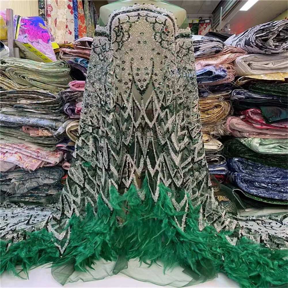 Beaded Feather Fabric - 5 Yards | COD JLT199