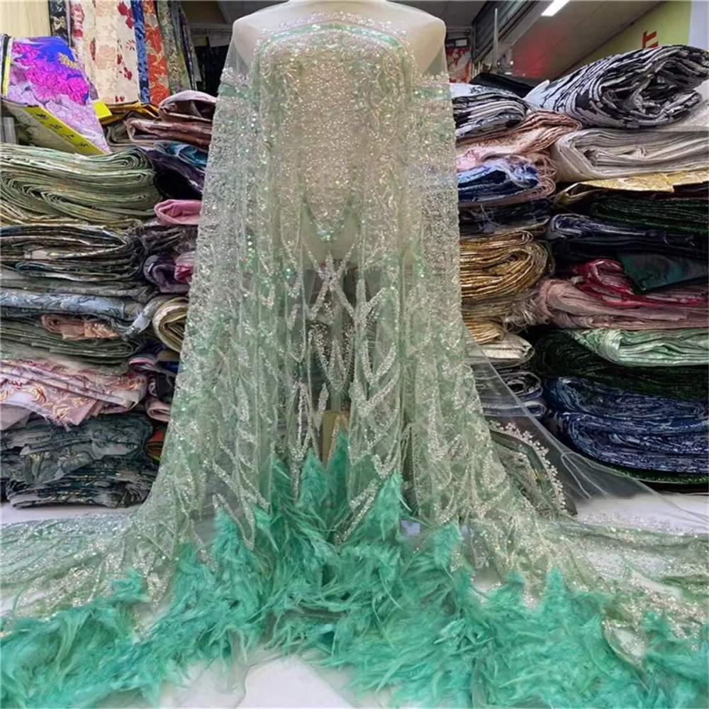 Beaded Feather Fabric - 5 Yards | COD JLT199