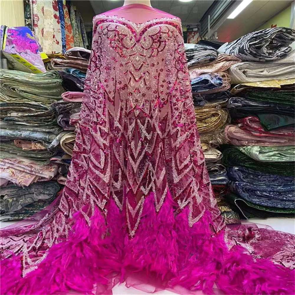 Beaded Feather Fabric - 5 Yards | COD JLT199