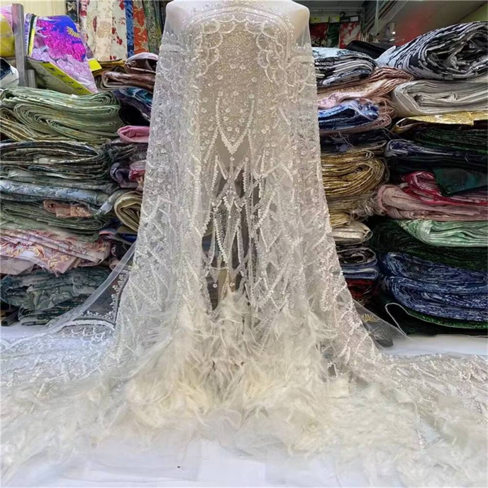Beaded Feather Fabric - 5 Yards | COD JLT199