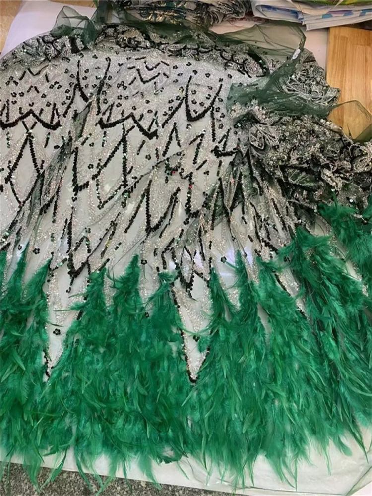 Beaded Feather Fabric - 5 Yards | COD JLT199