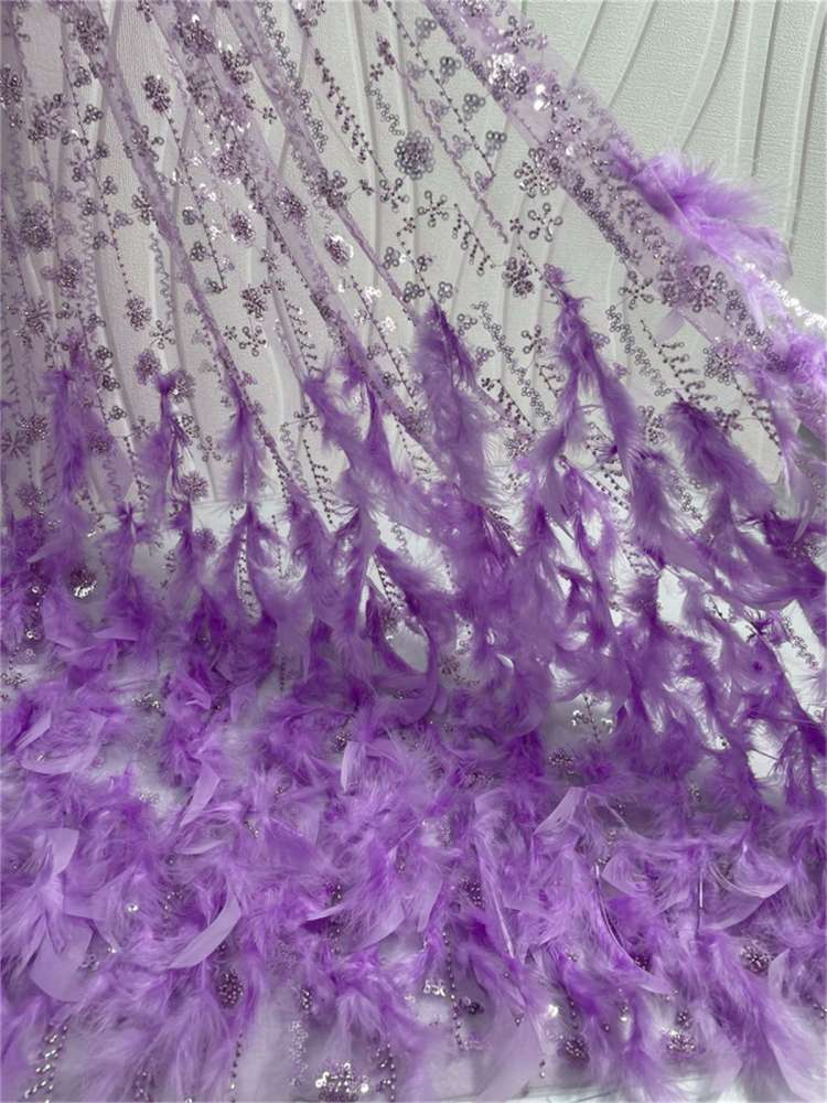 Beaded Feather Fabric - 5 Yards | COD ZT036