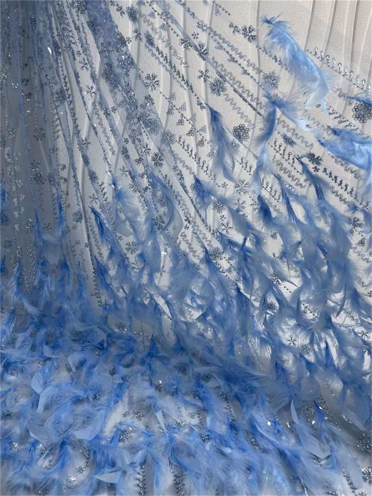 Beaded Feather Fabric - 5 Yards | COD ZT036