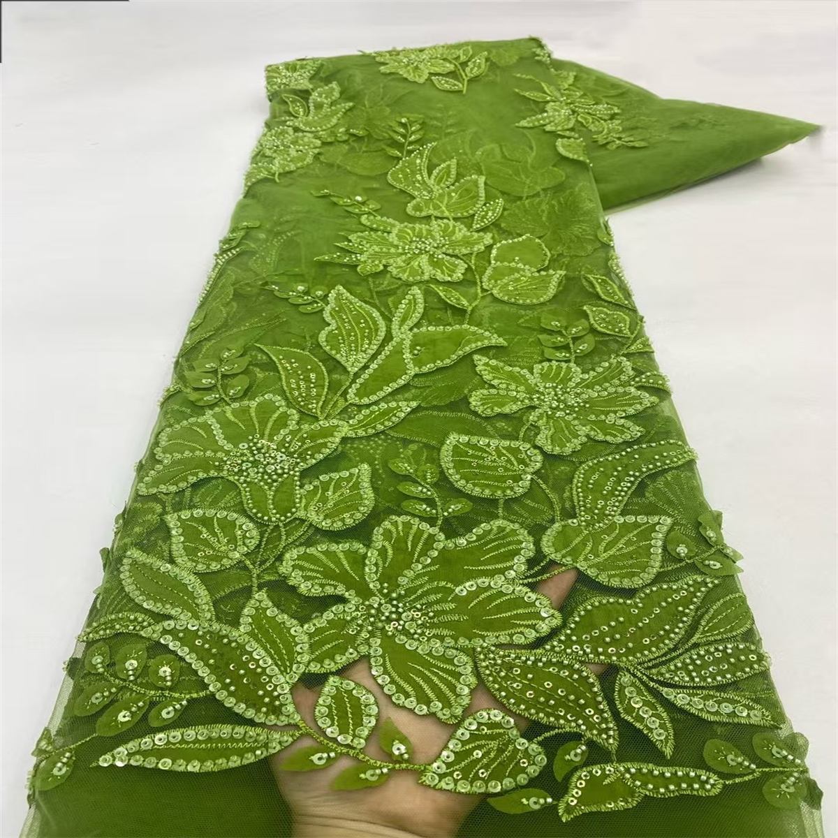 Beaded Tulle Fabric - 5 Yard - 3D Floral Fabric | COD JX486